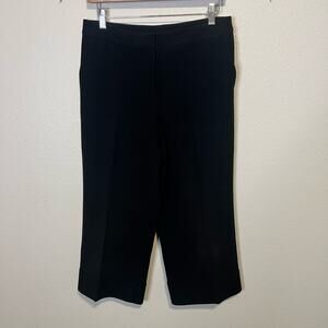 St.John Caviar Black Wide Leg Cropped Dress Pants Size 8